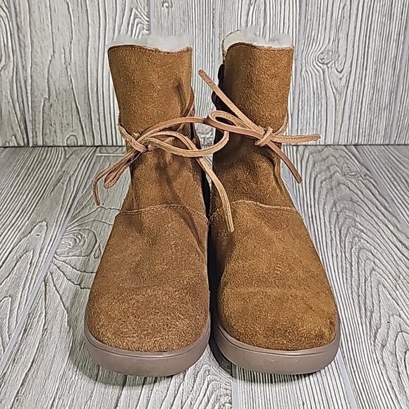 Koolaburra by UGG Shazi Short Chestnut Leather Boots Women Size 6 - Picture 3 of 14